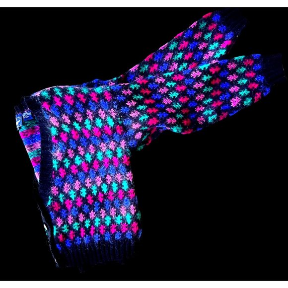 Best American Clothing Co Cardigan Medium Wool Blend Black Geometric Vin… - Picture 8 of 12